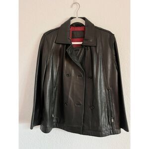 Black soft leather jacket double breasted